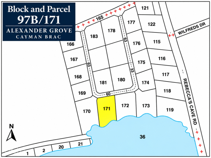 ALEXANDER GROVE SUBDIVISION - CAYMAN BRAC - POND LOT 2